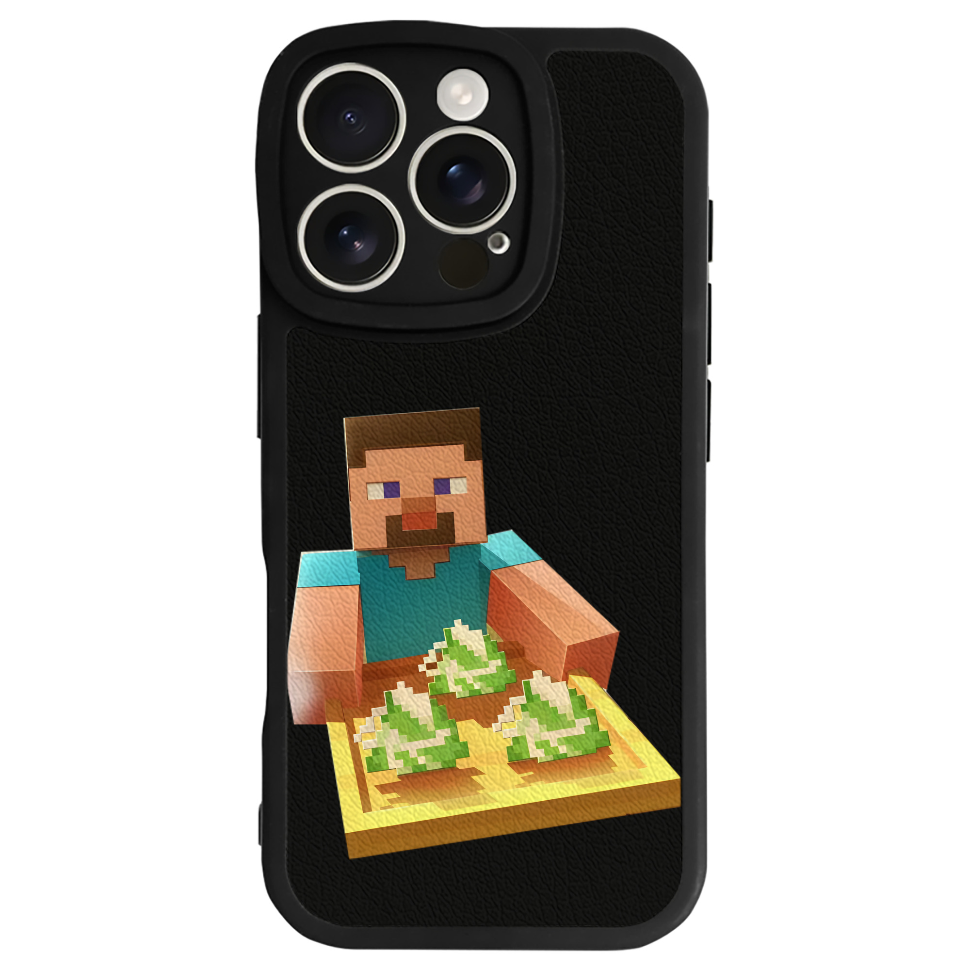 （画像用） マインクラフト ブロックの世界 Minecraft MC Block world 【iPhone 16シリーズ対応】シリコンスマホケース（レザー調） 材質：シリコン
